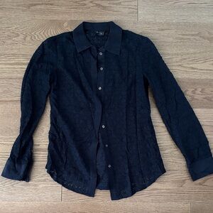 Club Monaco Dark Navy Eyelet Button-up shirt